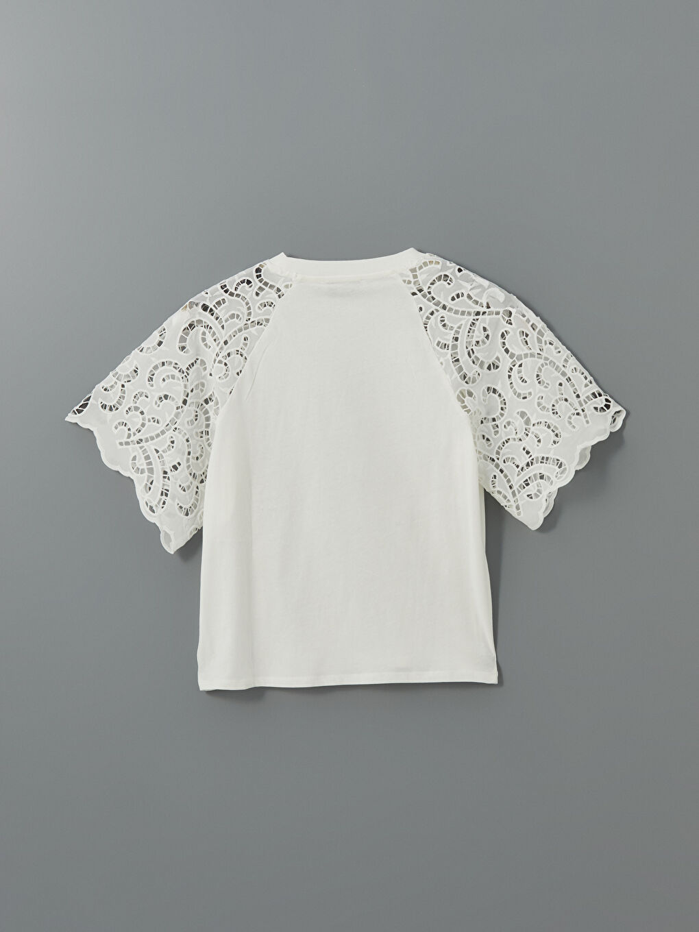Crew Neck Lace Detailed Women's Blouse -S5CU20Z8-R9J