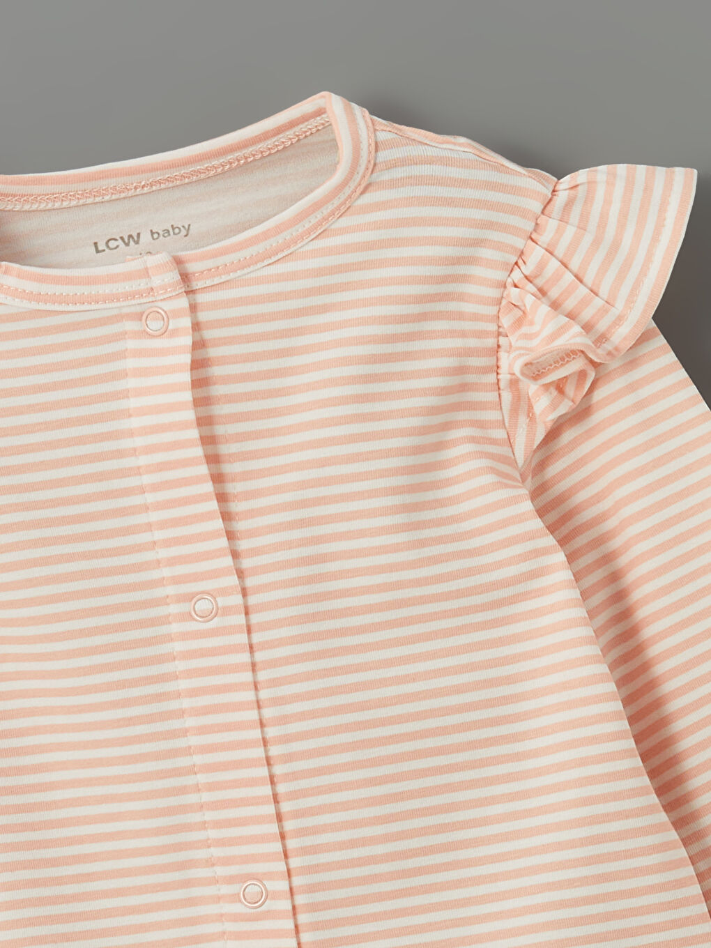 Ekru Bisiklet Yaka Çizgili Kız Bebek Hırka-1