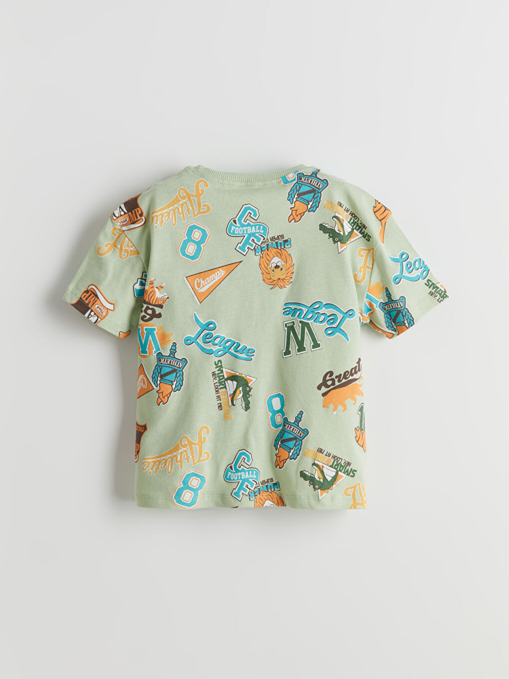 Yeşil Bisiklet Yaka Baskılı Erkek Çocuk Tişört-1