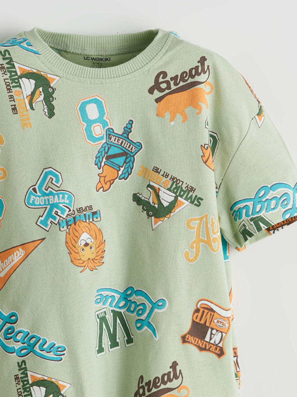 Yeşil Bisiklet Yaka Baskılı Erkek Çocuk Tişört-2