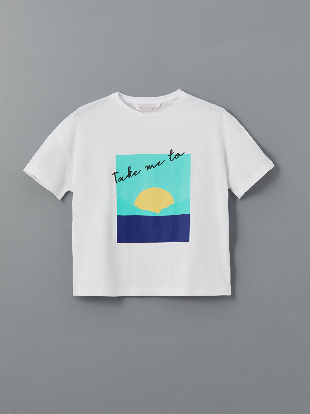 Beyaz Bisiklet Yaka Baskılı Kadın Pijama Üst