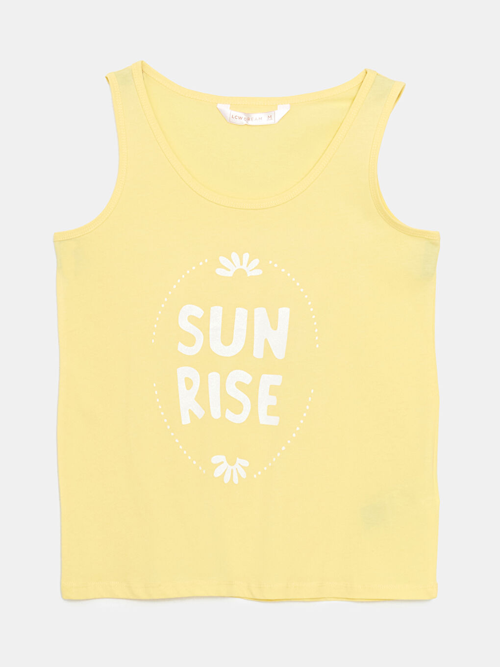 Sarı U Yaka Baskılı Kadın Pijama Üstü-1