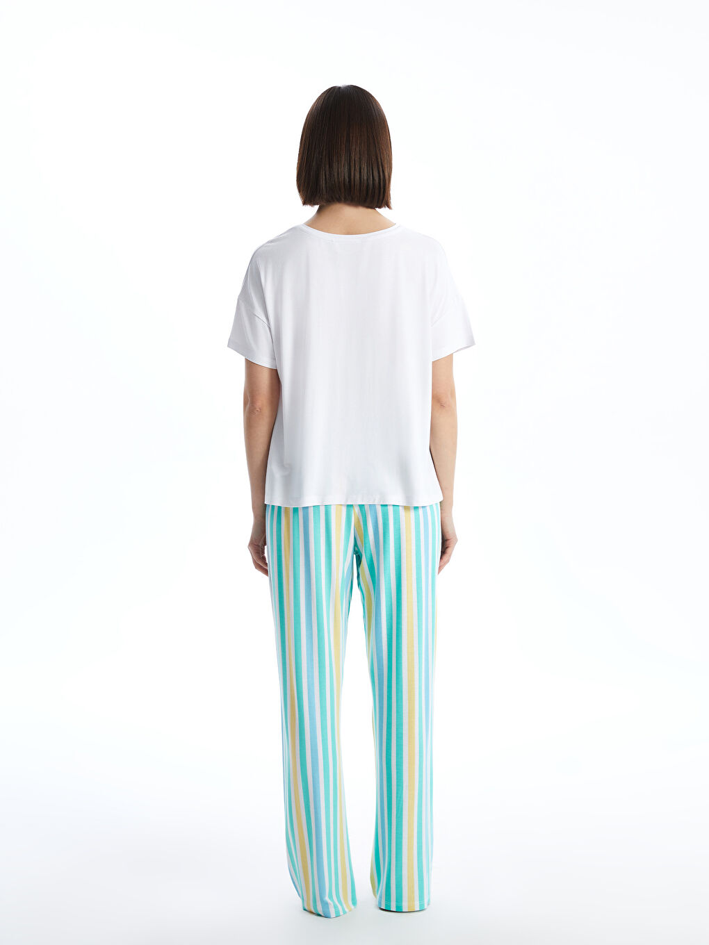Crew Neck Printed Women's Pajamas Set -S5CU63Z8-LU9
