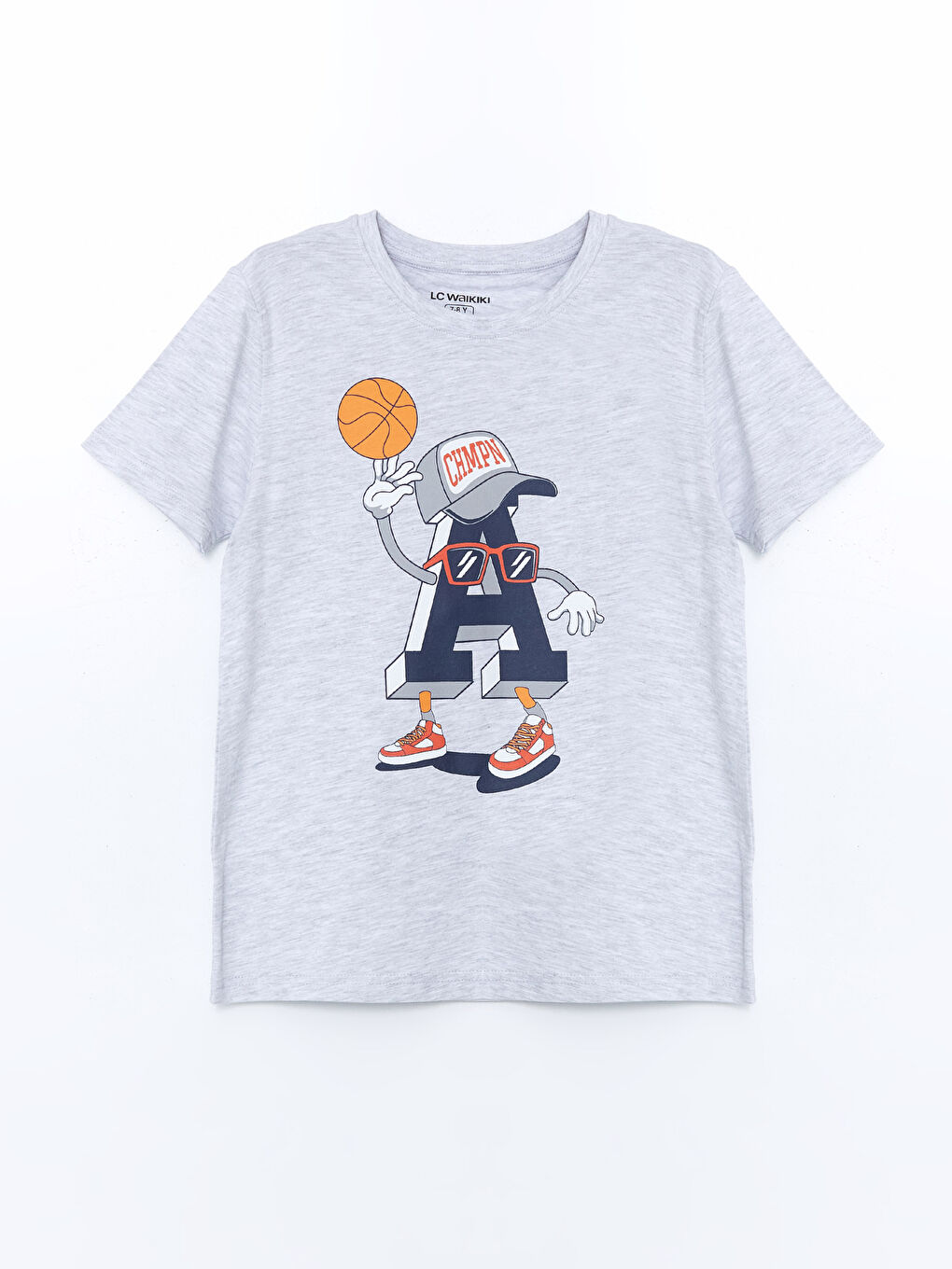 Gri Bisiklet Yaka Erkek Çocuk Pijama Üst