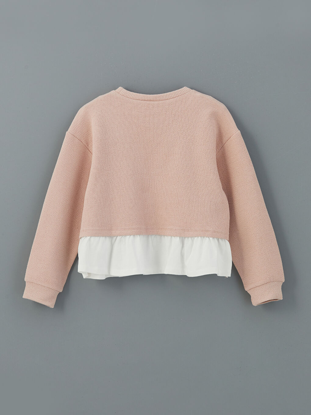 Pembe Bisiklet Yaka Kız Çocuk Sweatshirt-1