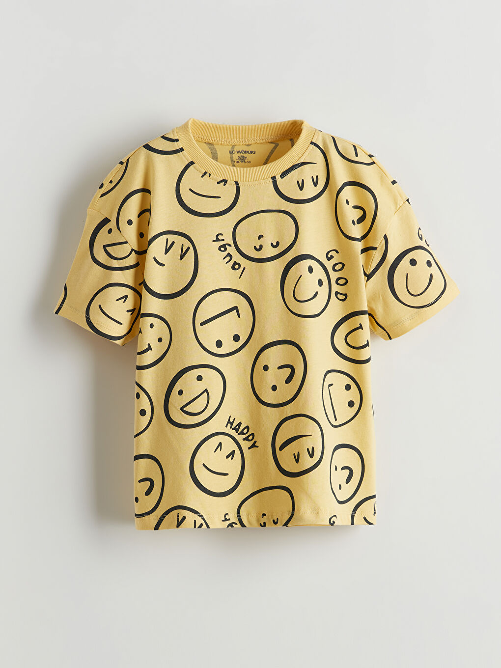 Sarı Bisiklet Yaka Baskılı Erkek Çocuk Tişört