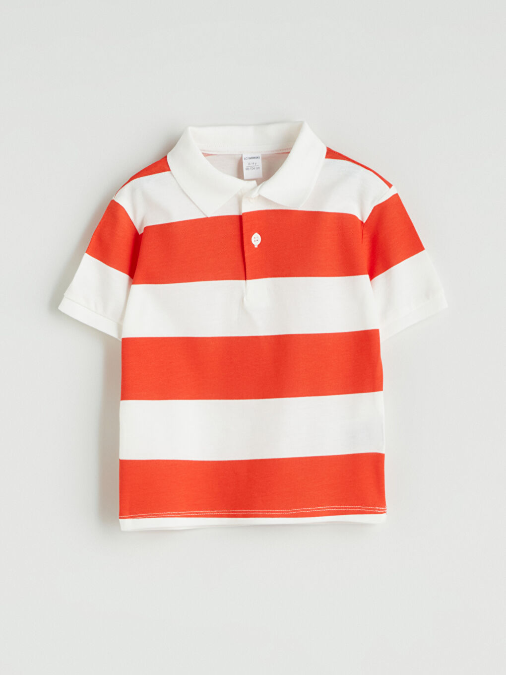 Ekru Polo Yaka Çizgili Erkek Çocuk Tişört