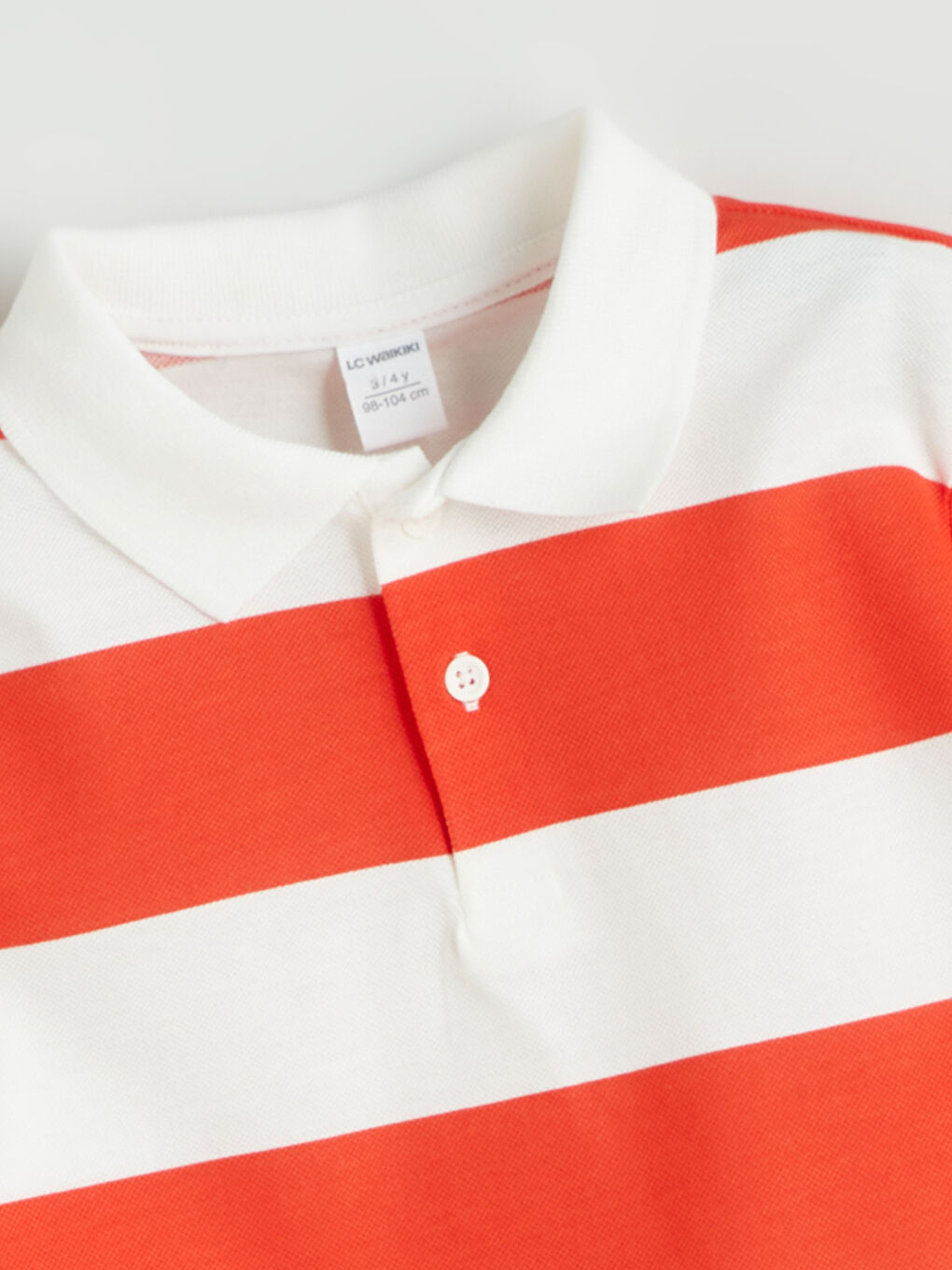 Ekru Polo Yaka Çizgili Erkek Çocuk Tişört-1