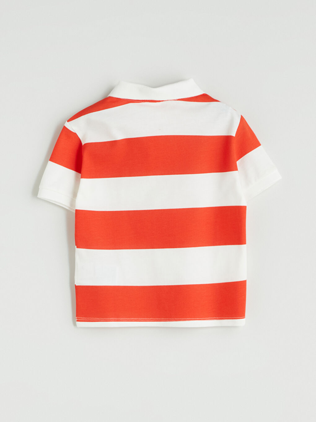 Ekru Polo Yaka Çizgili Erkek Çocuk Tişört-2