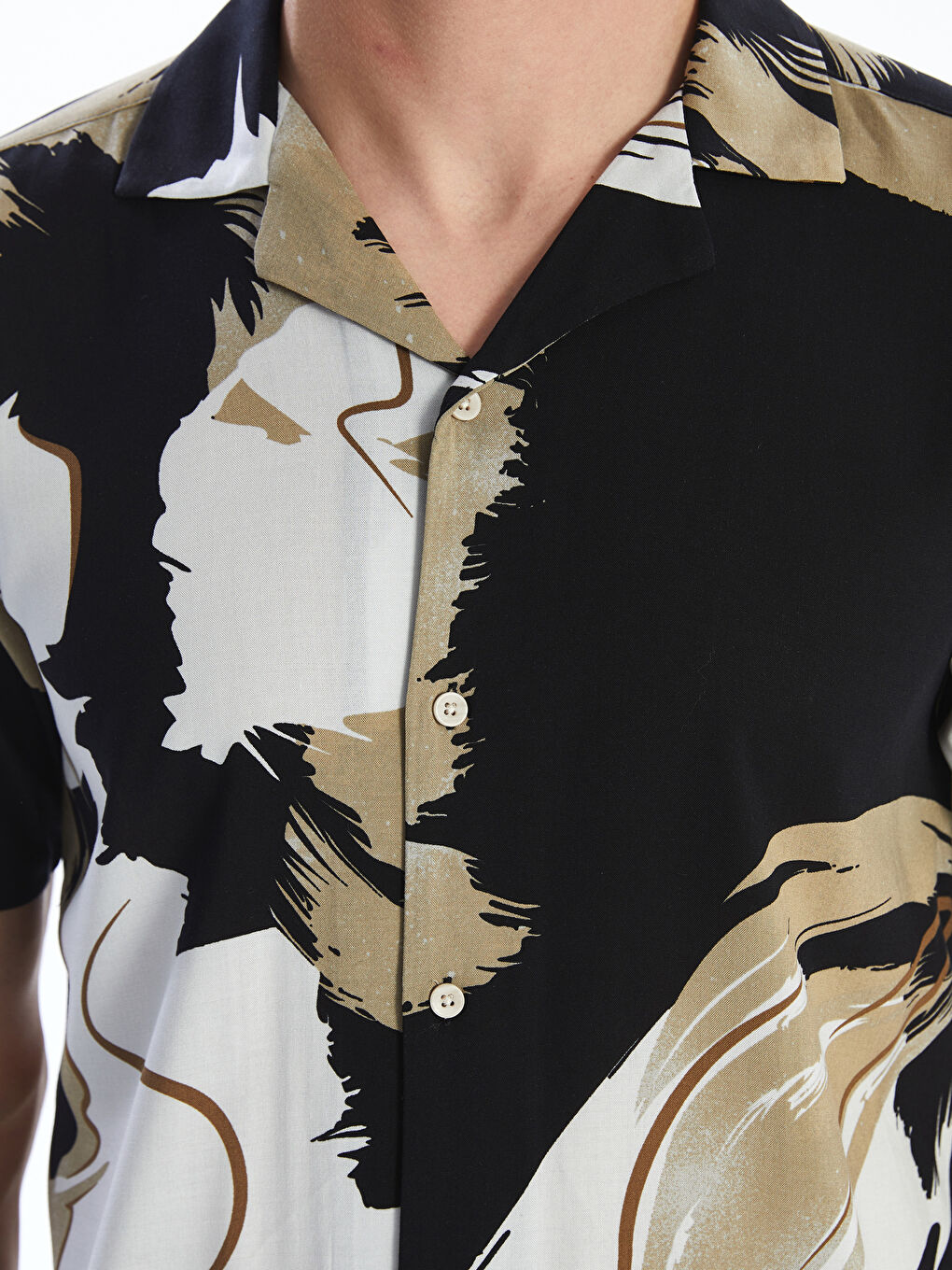 Рубашка мужская с узором, стандартный крой, курортный вырез-2