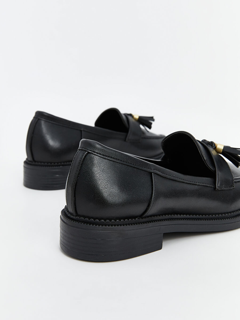 Siyah Deri Görünümlü Kadın Loafer Ayakkabı-5