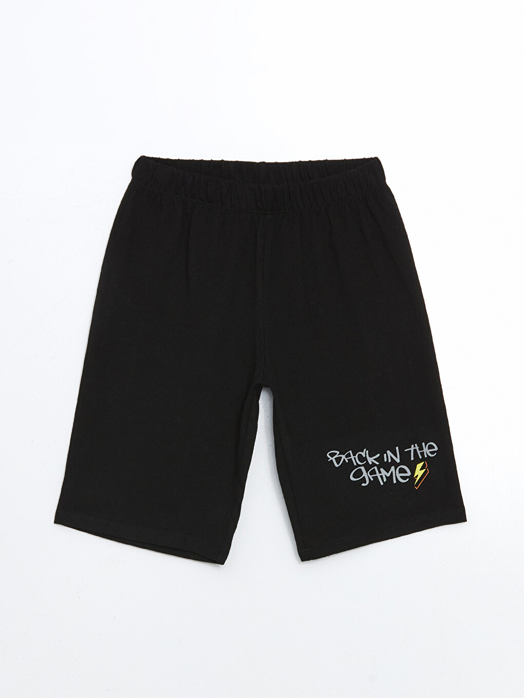 Siyah Beli Lastikli Baskılı Erkek Çocuk Pijama Şort