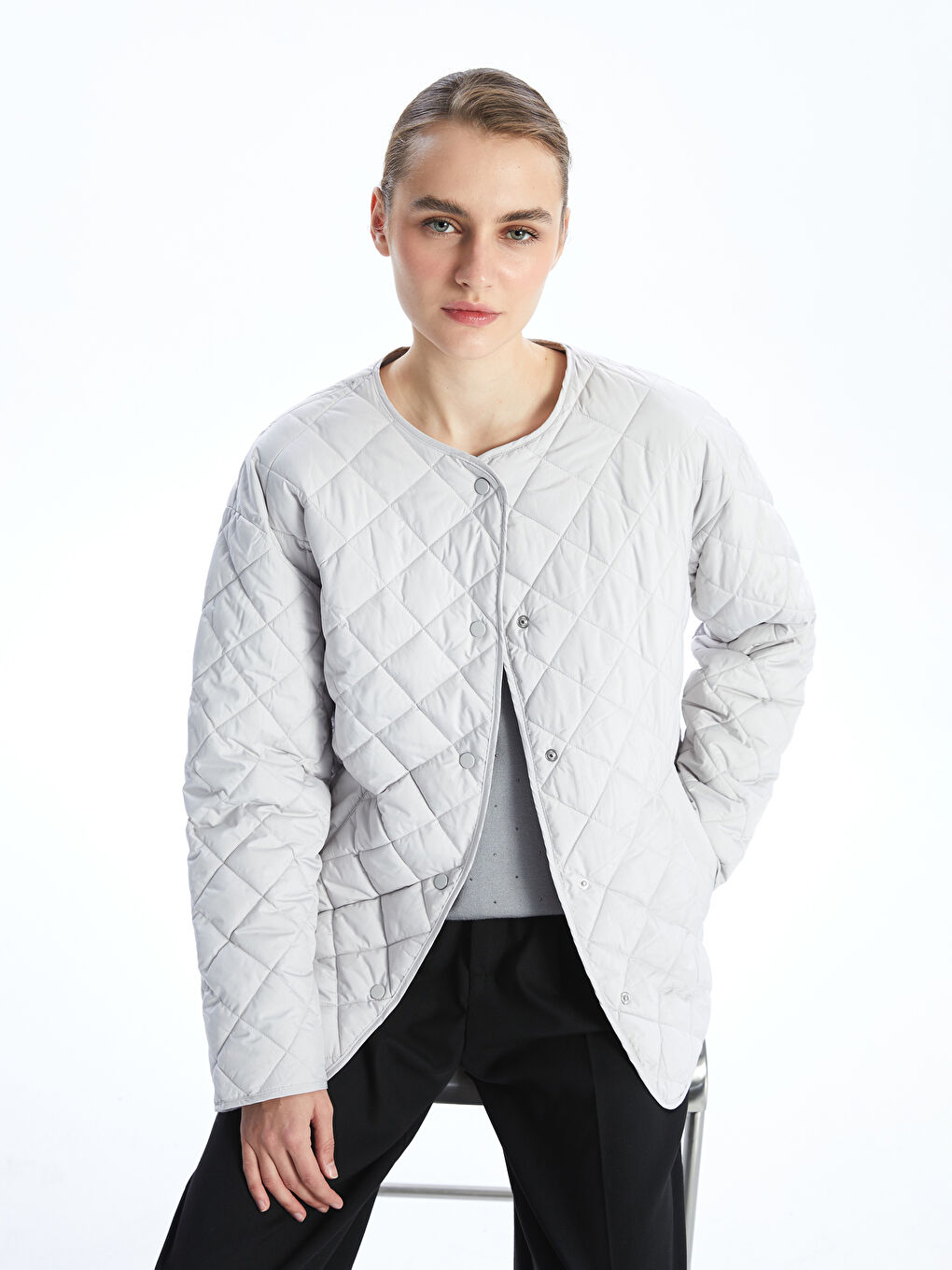 LC Waikiki Crew Neck Quilted Oversize Women's Puffer Coat -S5CV84Z8-G5K