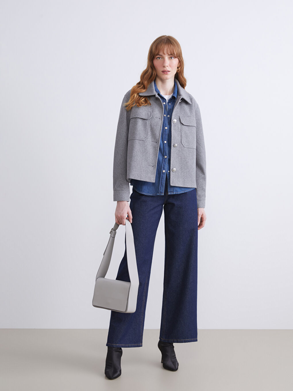 سترة ياقة قميص نساء كاشيت-1