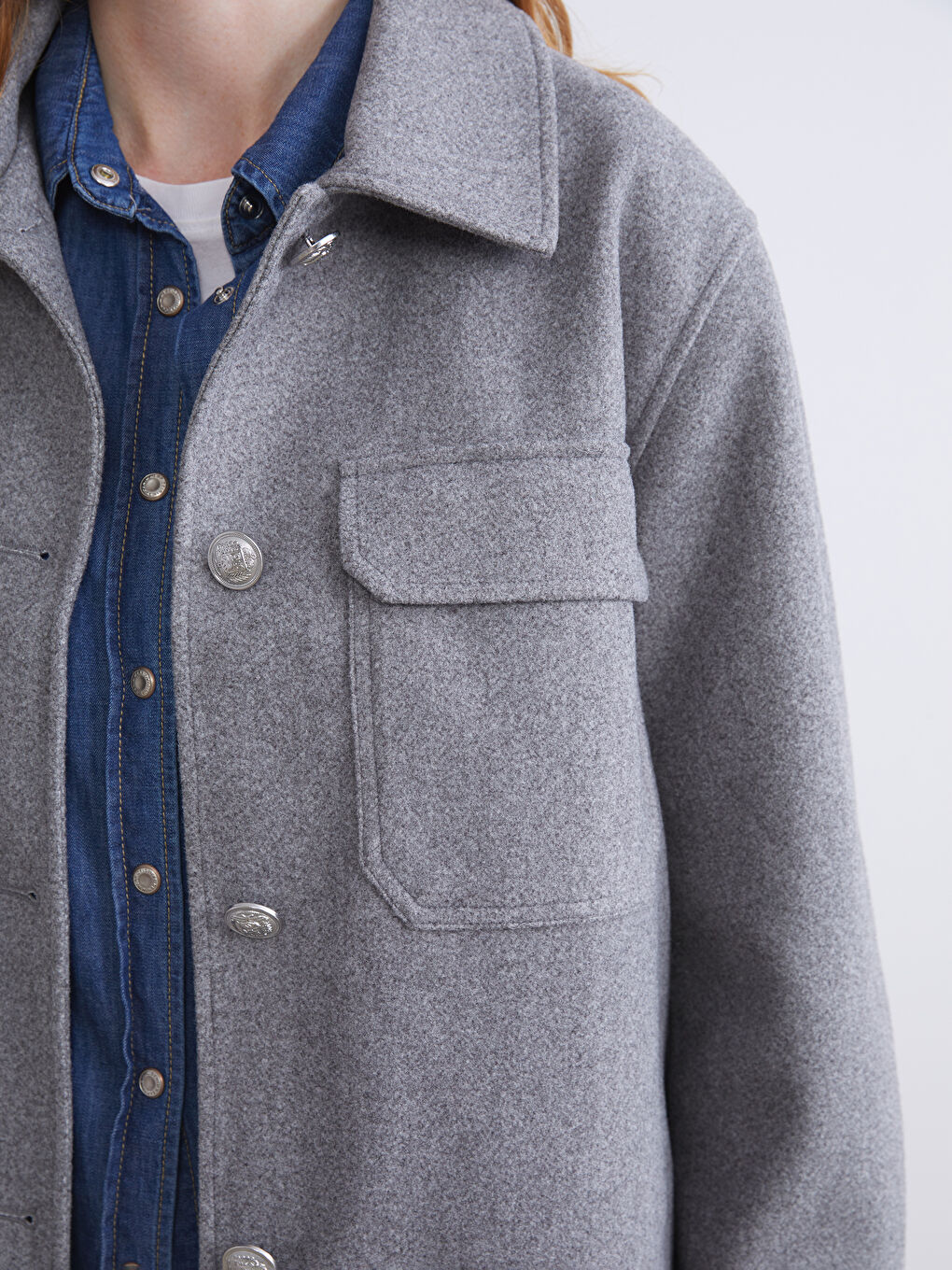 سترة ياقة قميص نساء كاشيت-2