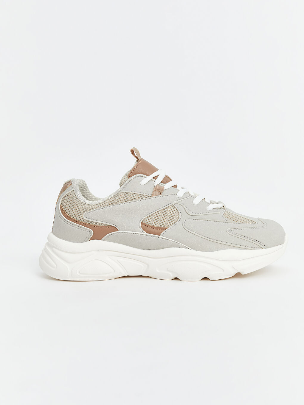 Bej Bağcıklı Kadın Spor Ayakkabı-1