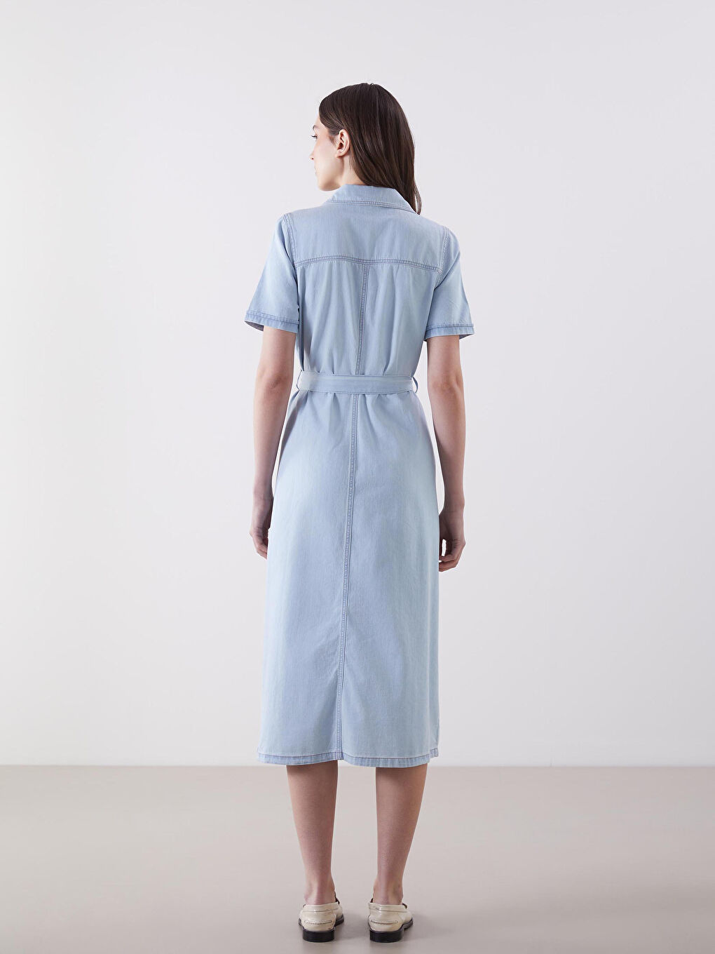 Collared Neck Women's Denim Dress -S5CY51Z8-311