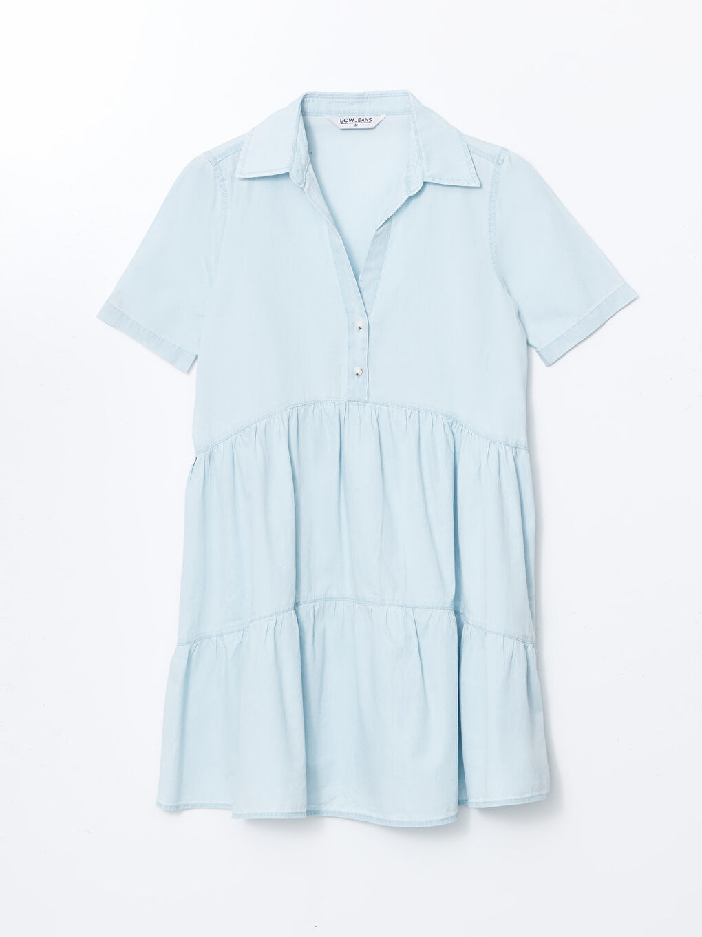Collared Neck Mini Denim Dress -S5CY52Z8-311
