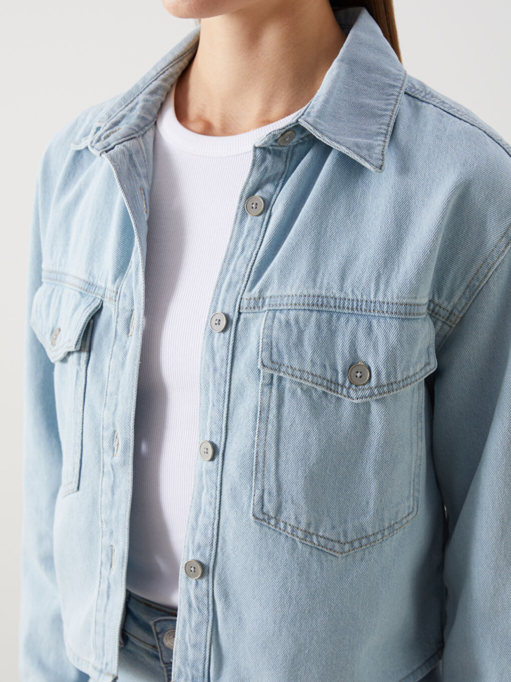 Loose Fit Women's Denim Shirt -S5CY56Z8-311