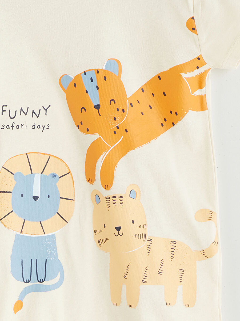 Ekru Baskılı Penye Erkek Bebek Tulum-2