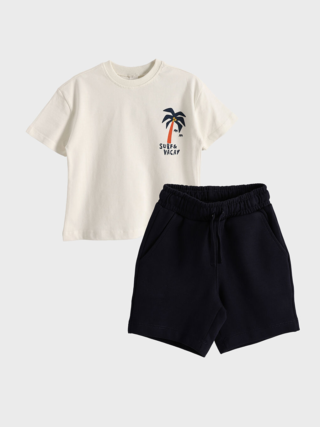 LCW Kids Crew Neck Printed Boys' T-Shirt and Shorts 2 Pack -S5DA51Z1-R9J