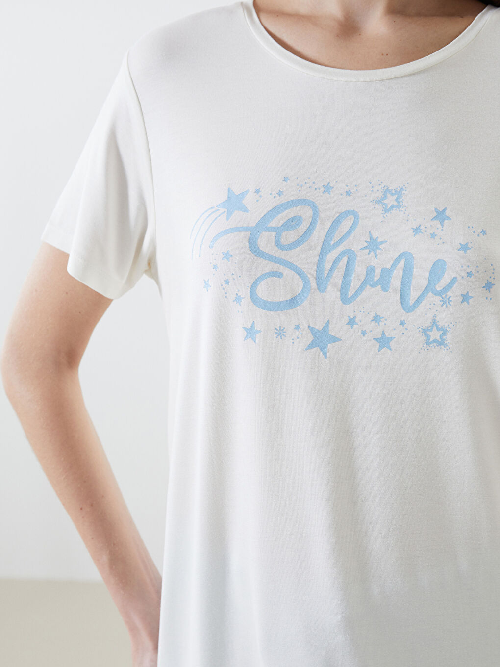 Mavi Bisiklet Yaka Baskılı Kadın Pijama Takımı-2