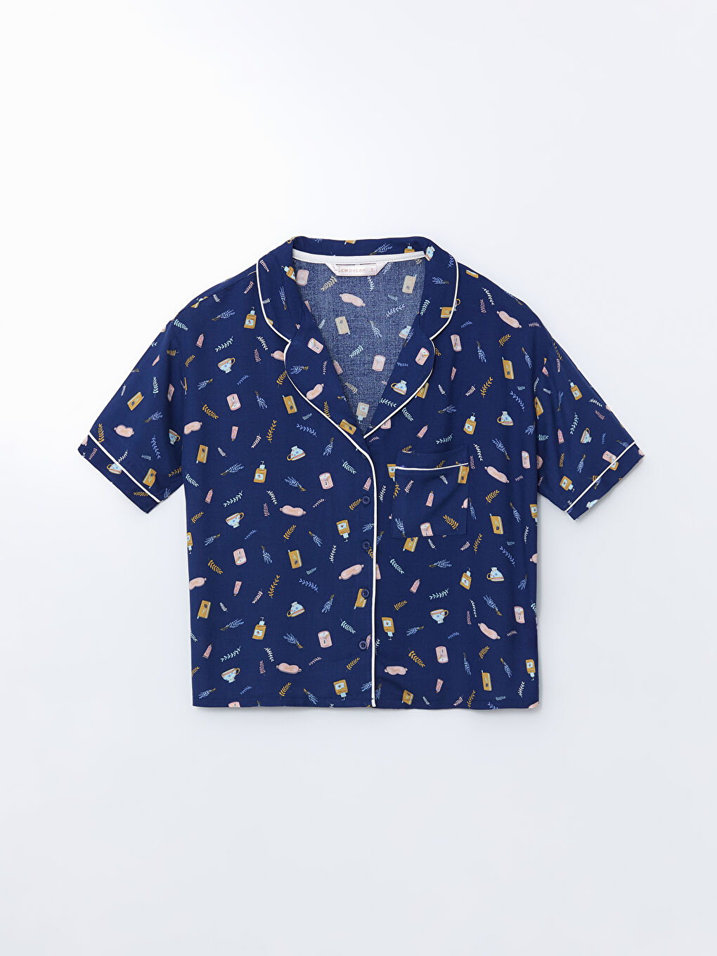 LCW DREAM Lacivert Gömlek Yaka Baskılı Kadın Pijama Takımı - 5