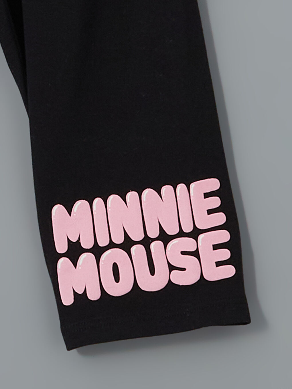 Siyah Minnie Mouse Baskılı Kız Çocuk Tayt-2