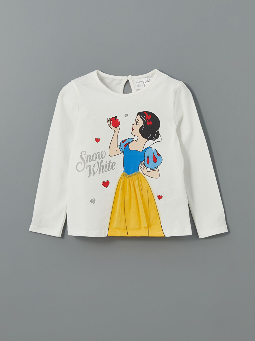 Ekru Pamuk Prenses Baskılı Kız Çocuk Tişört