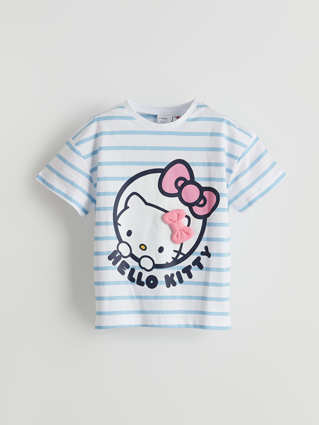 Mavi Bisiklet Yaka Hello Kitty Baskılı Kız Çocuk Tişört