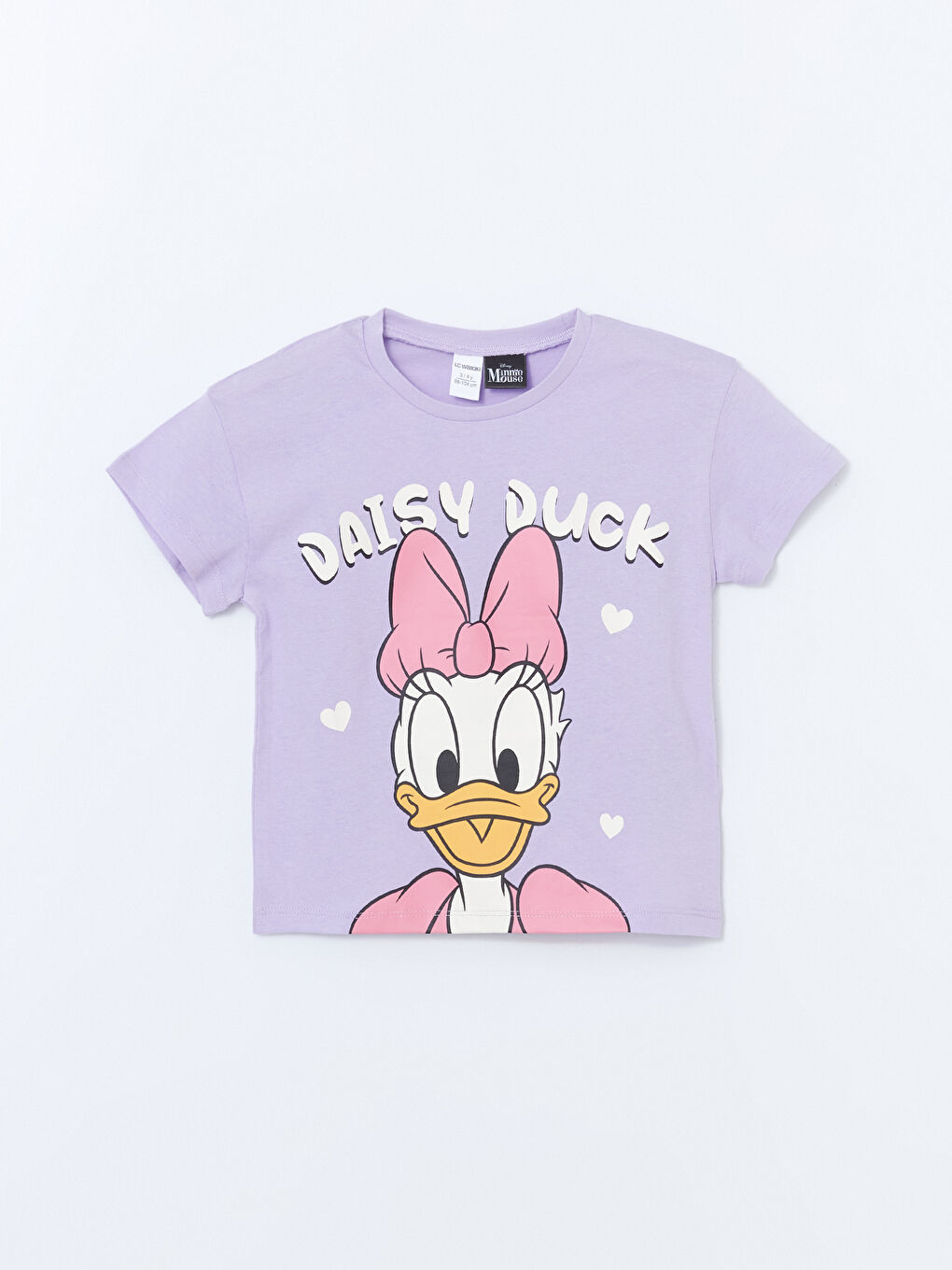 Lila Bisiklet Yaka Daisy Duck Baskılı Kız Çocuk Tişört
