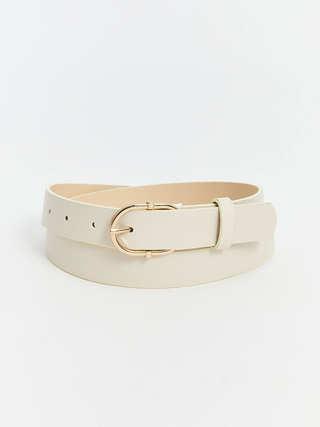 Bej Deri Görünümlü Kadın Kemer 2'li-5