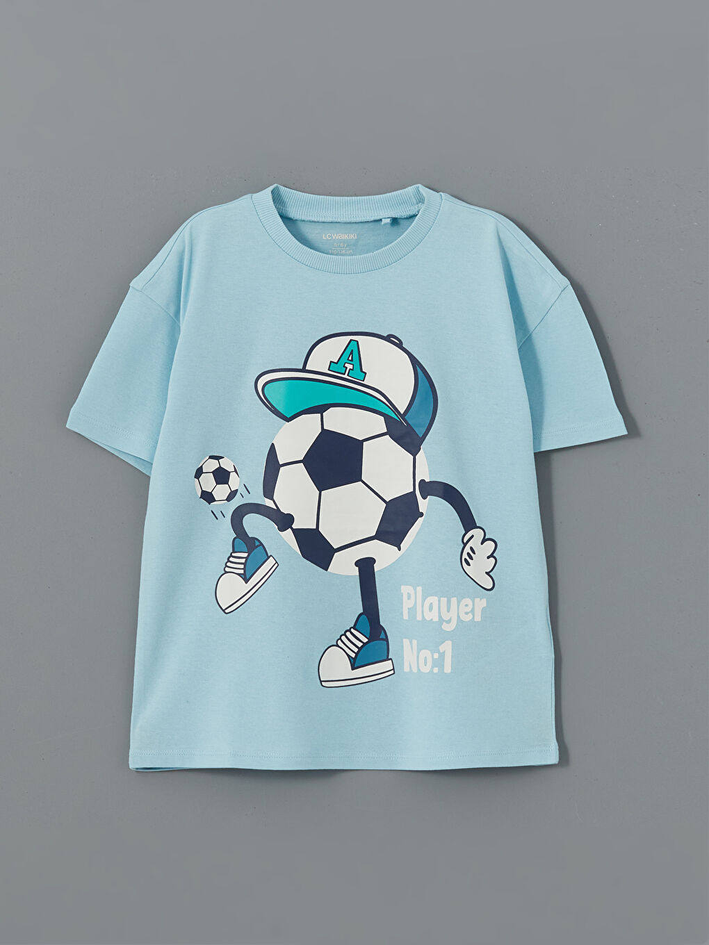 Mavi Bisiklet Yaka Baskılı Erkek Çocuk Tişört