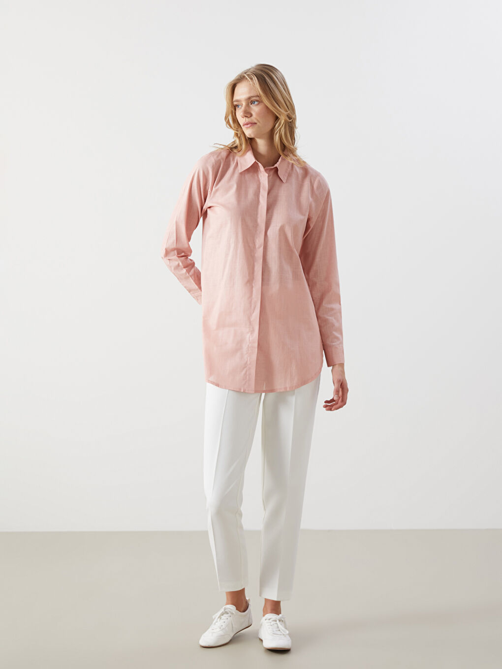 LCW Modest Loose Fit Kadın Gömlek Tunik -S5DC69Z8-Y6Q