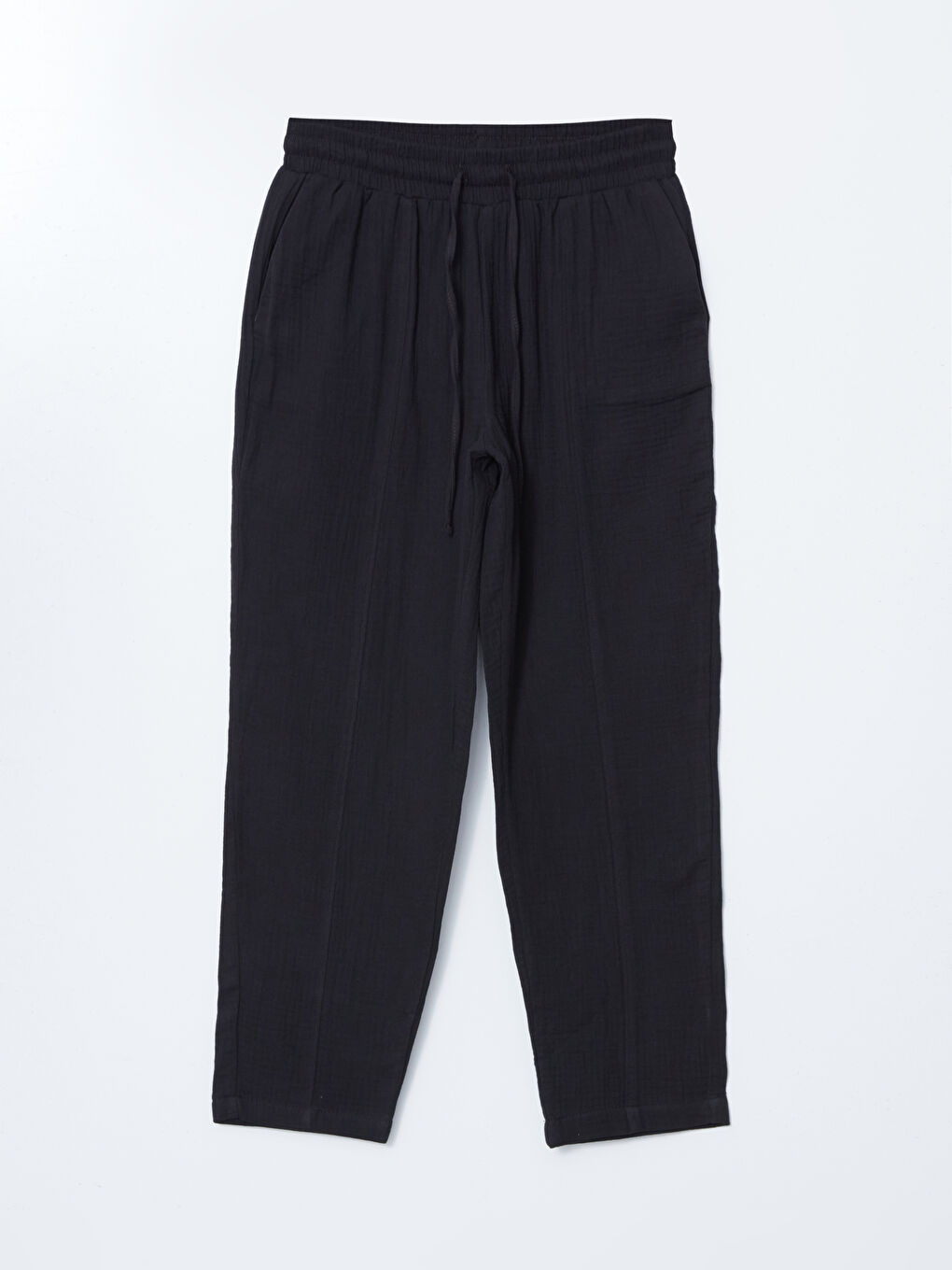 Pantalon Uni en Mousseline à Taille Élastiquée pour Femmes