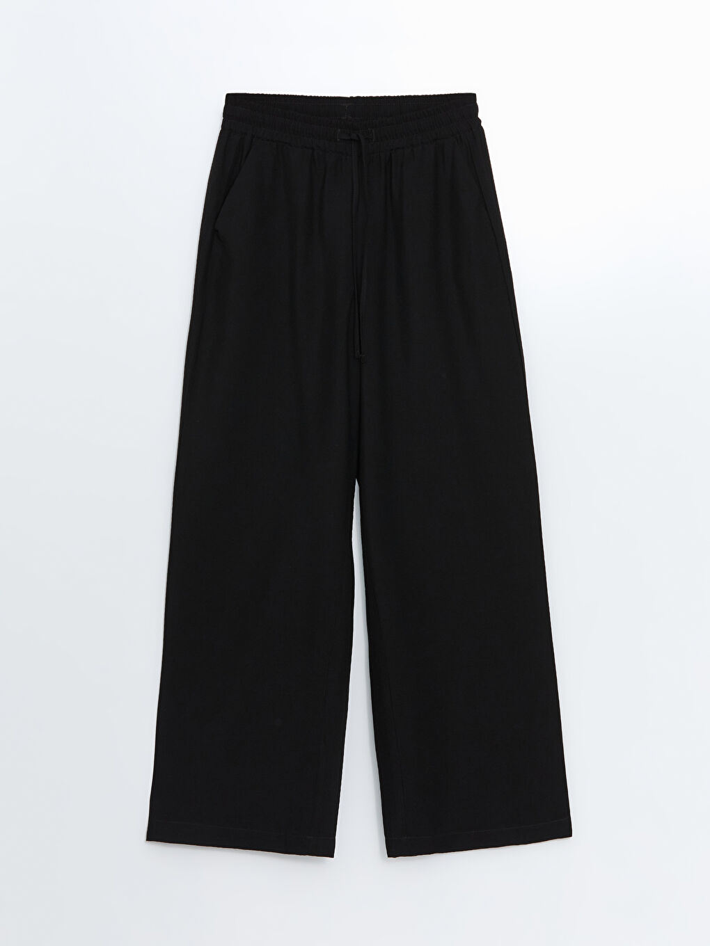 Pantalon à Taille Élastiquée à Jambe Large pour Femmes-4