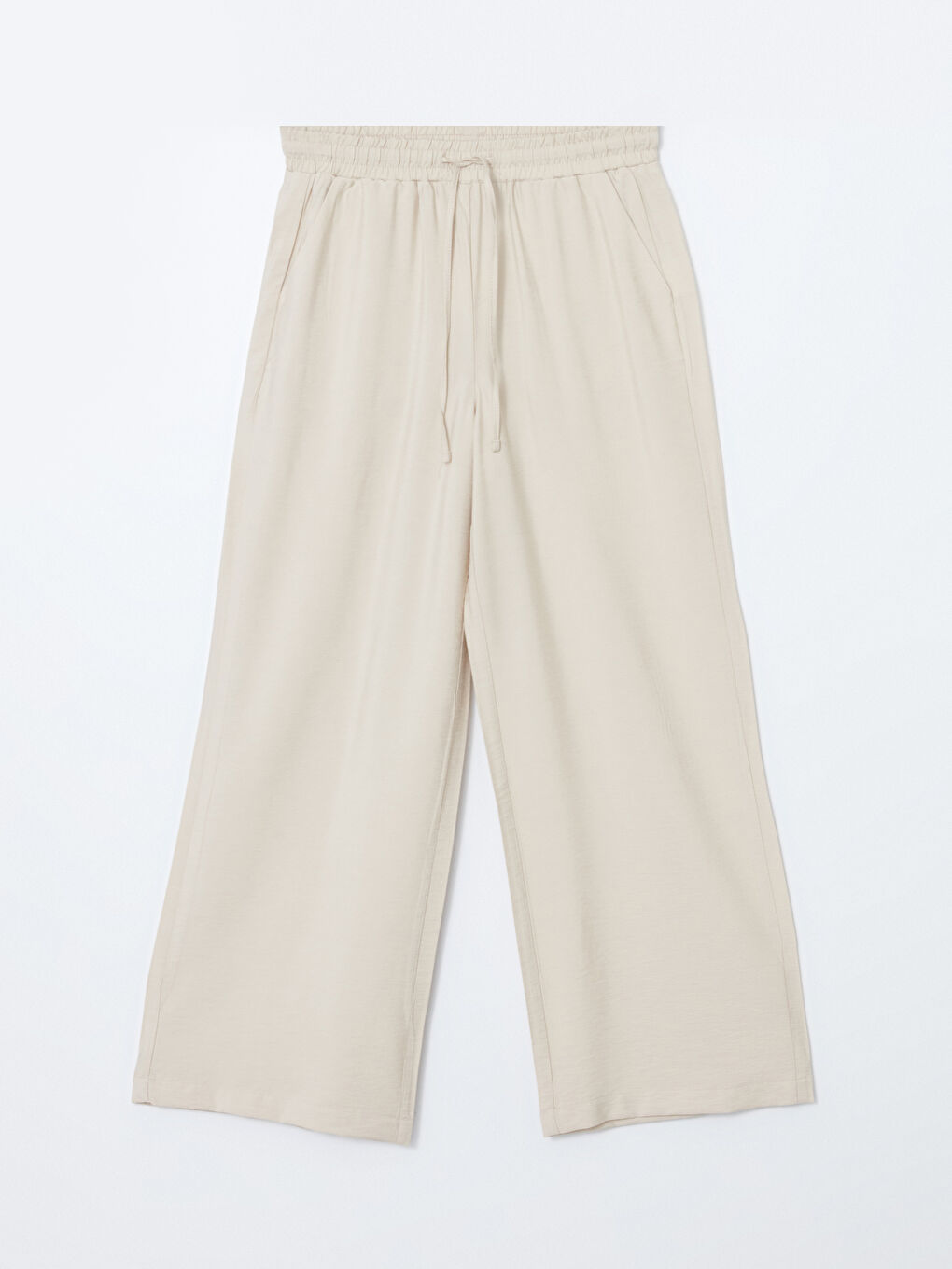 Pantalon à Taille Élastiquée à Jambe Large pour Femmes-4
