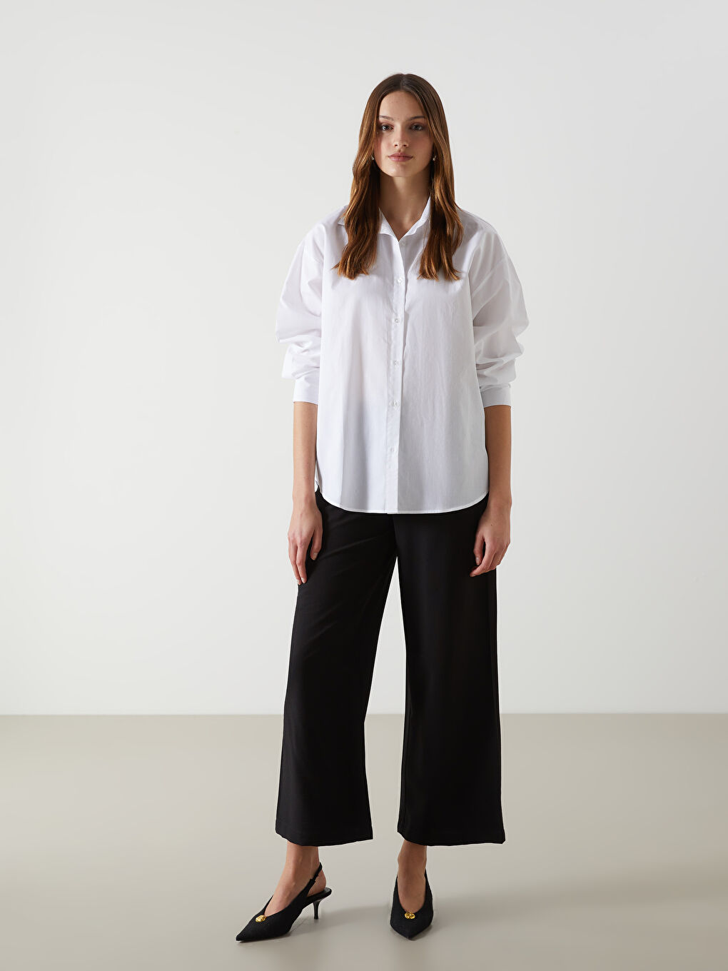 Pantalon à Taille Élastiquée à Jambe Large pour Femmes