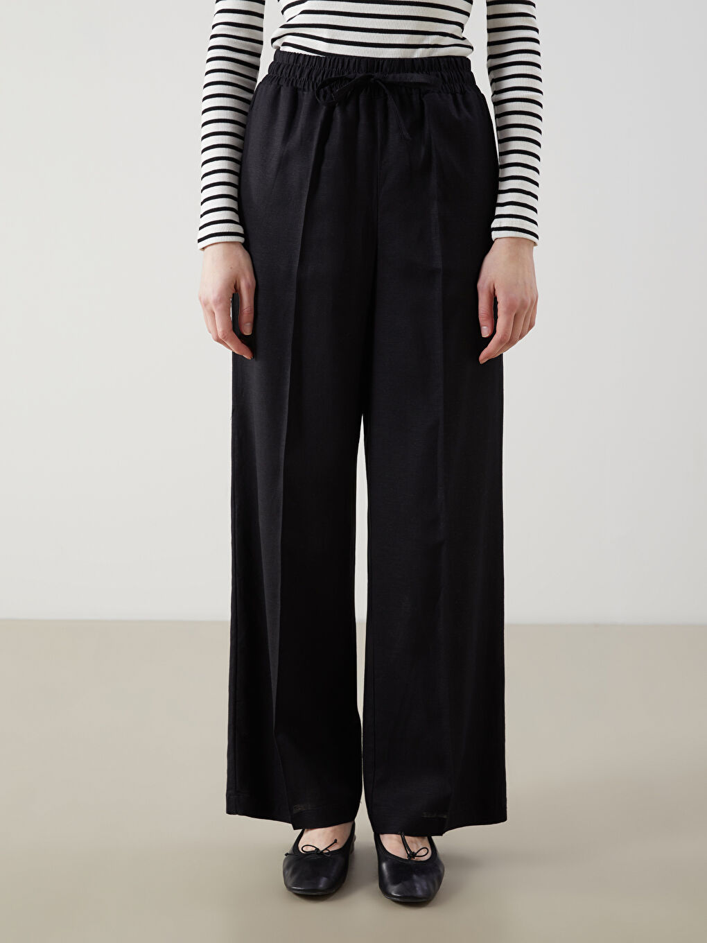 LCW Modest Beli Lastikli Keten Karışımlı Kadın Pantolon -S5DD01Z8-CVL