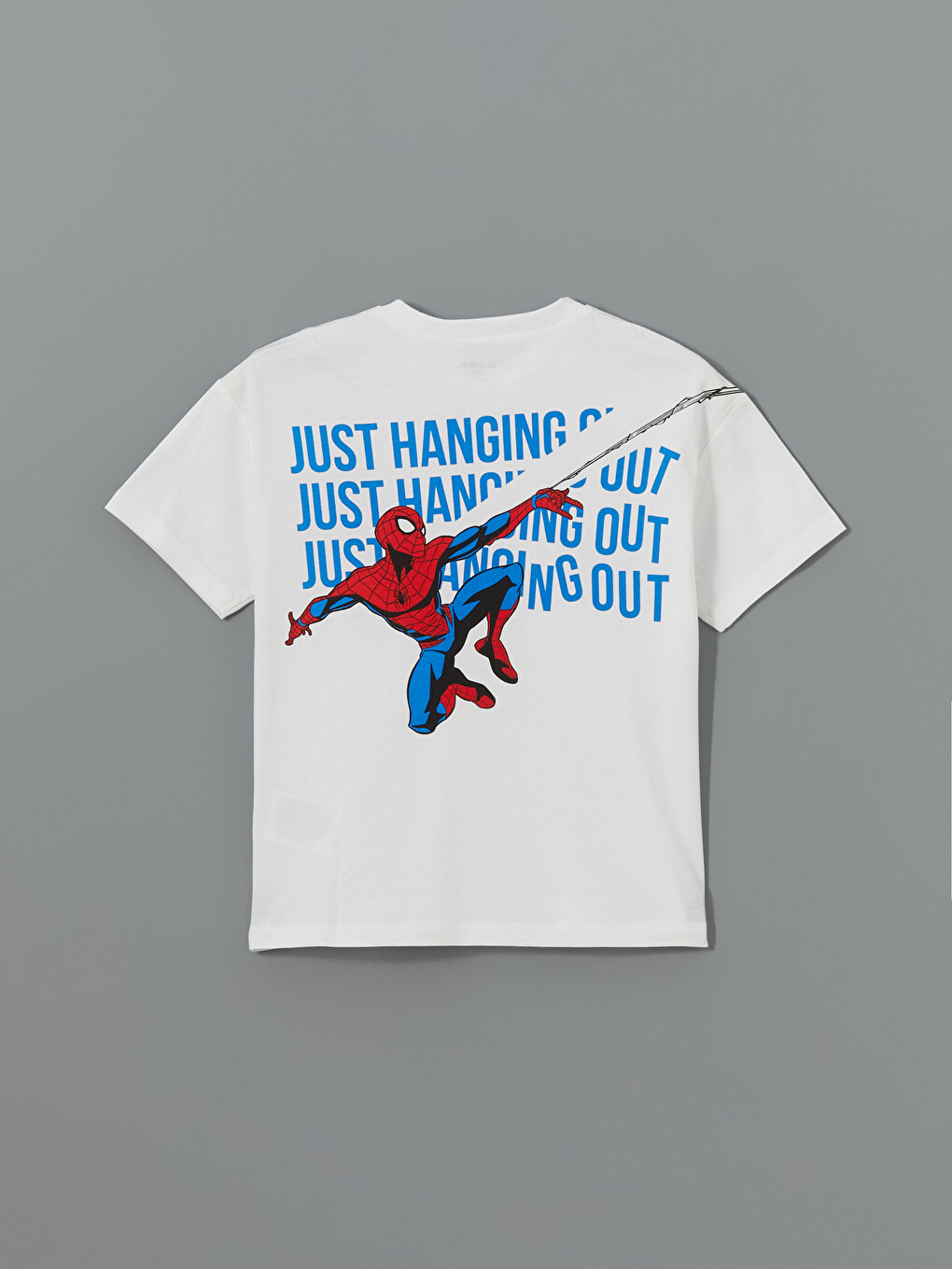 Beyaz Bisiklet Yaka Spider-Man Baskılı Erkek Çocuk Tişört-1