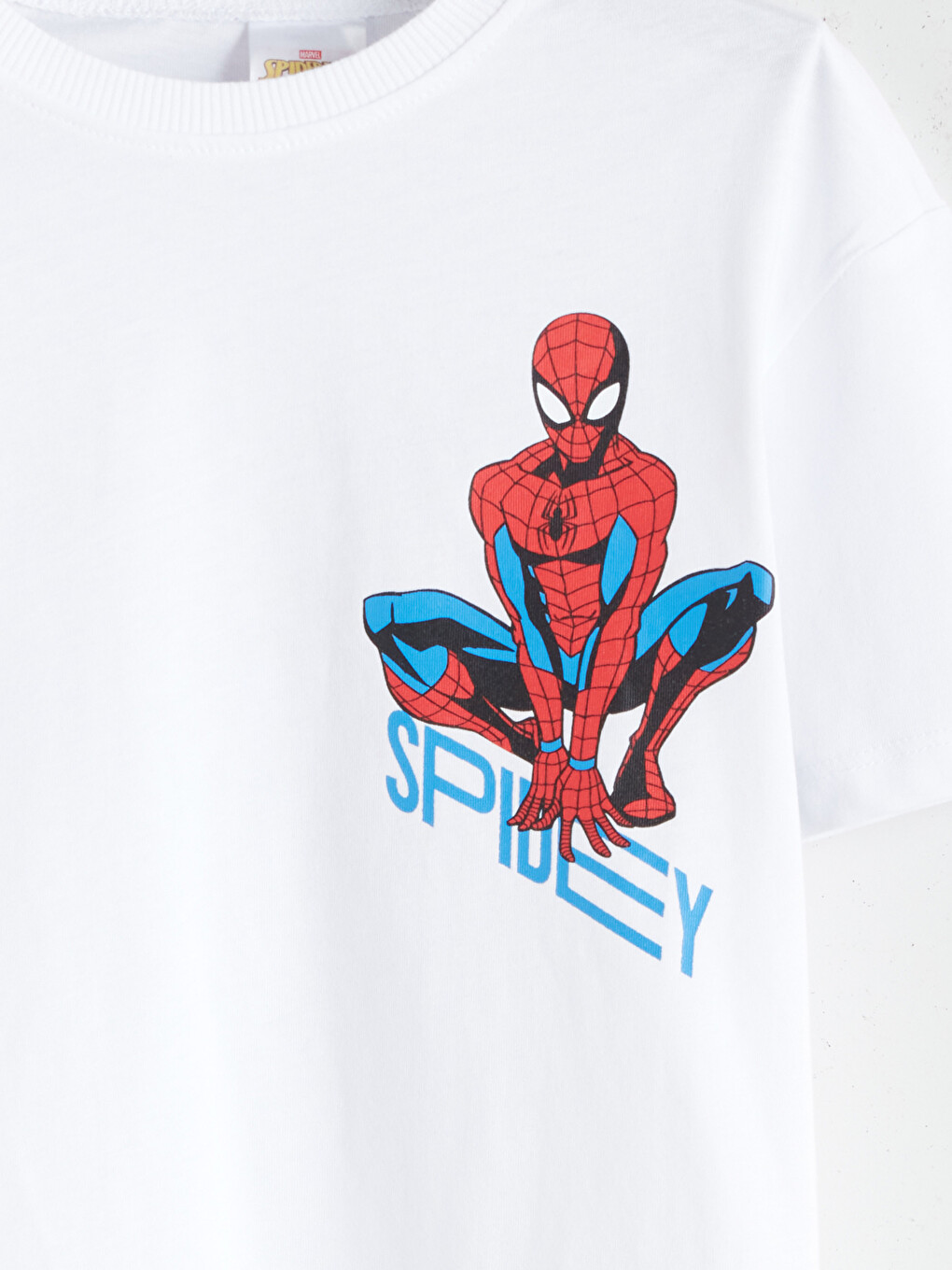 Beyaz Bisiklet Yaka Spider-Man Baskılı Erkek Çocuk Tişört-2