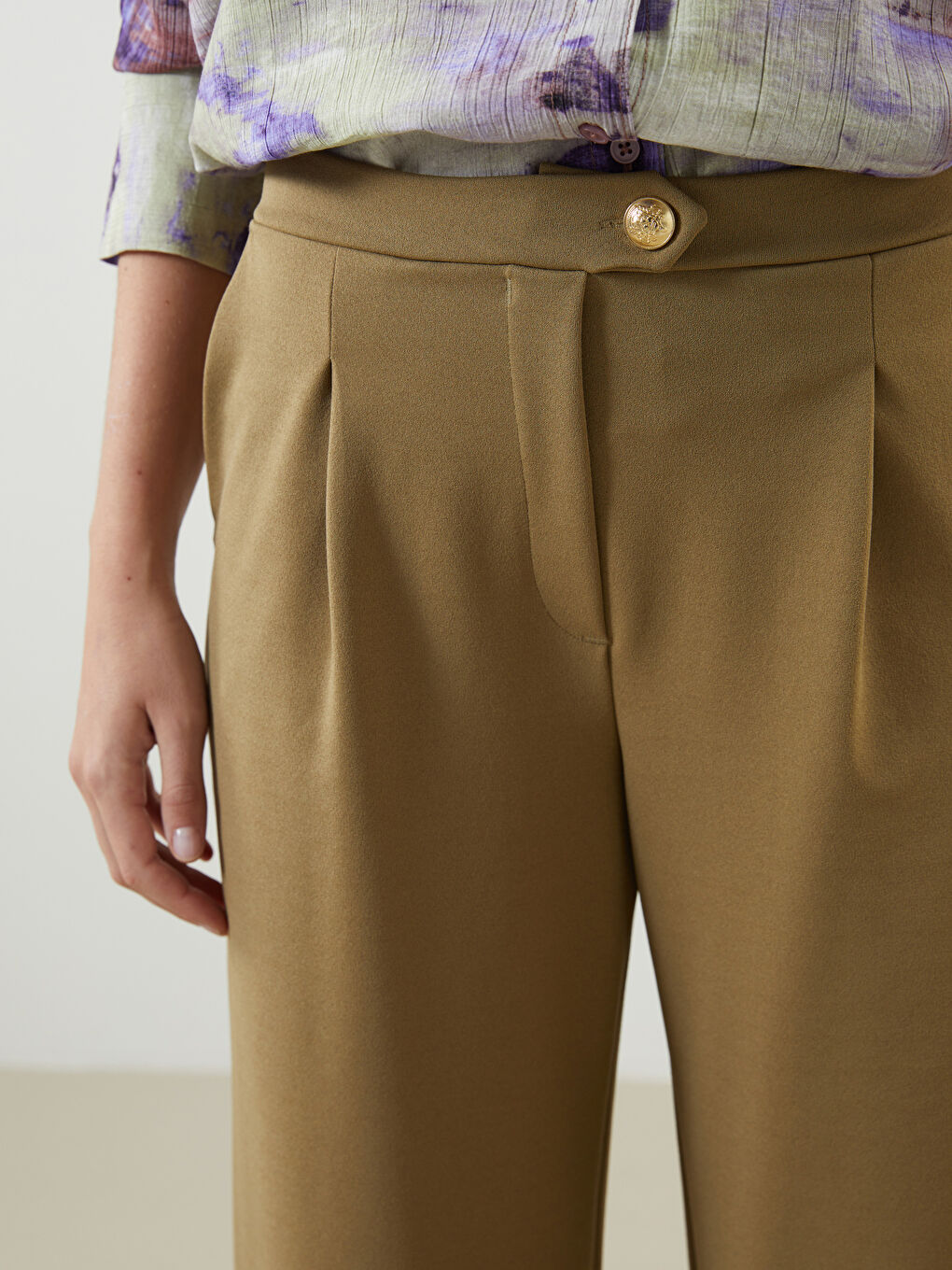 Relaxed Fit Regular Crepe Women's Trousers -S5DE00Z8-L0G