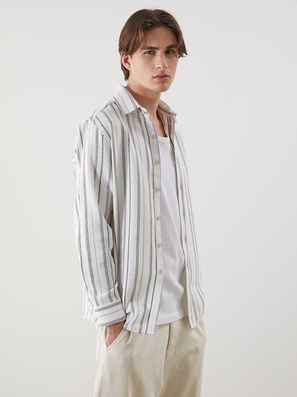 Regular Fit Long Sleeve Men's Shirt -S5DE48Z8-LE8