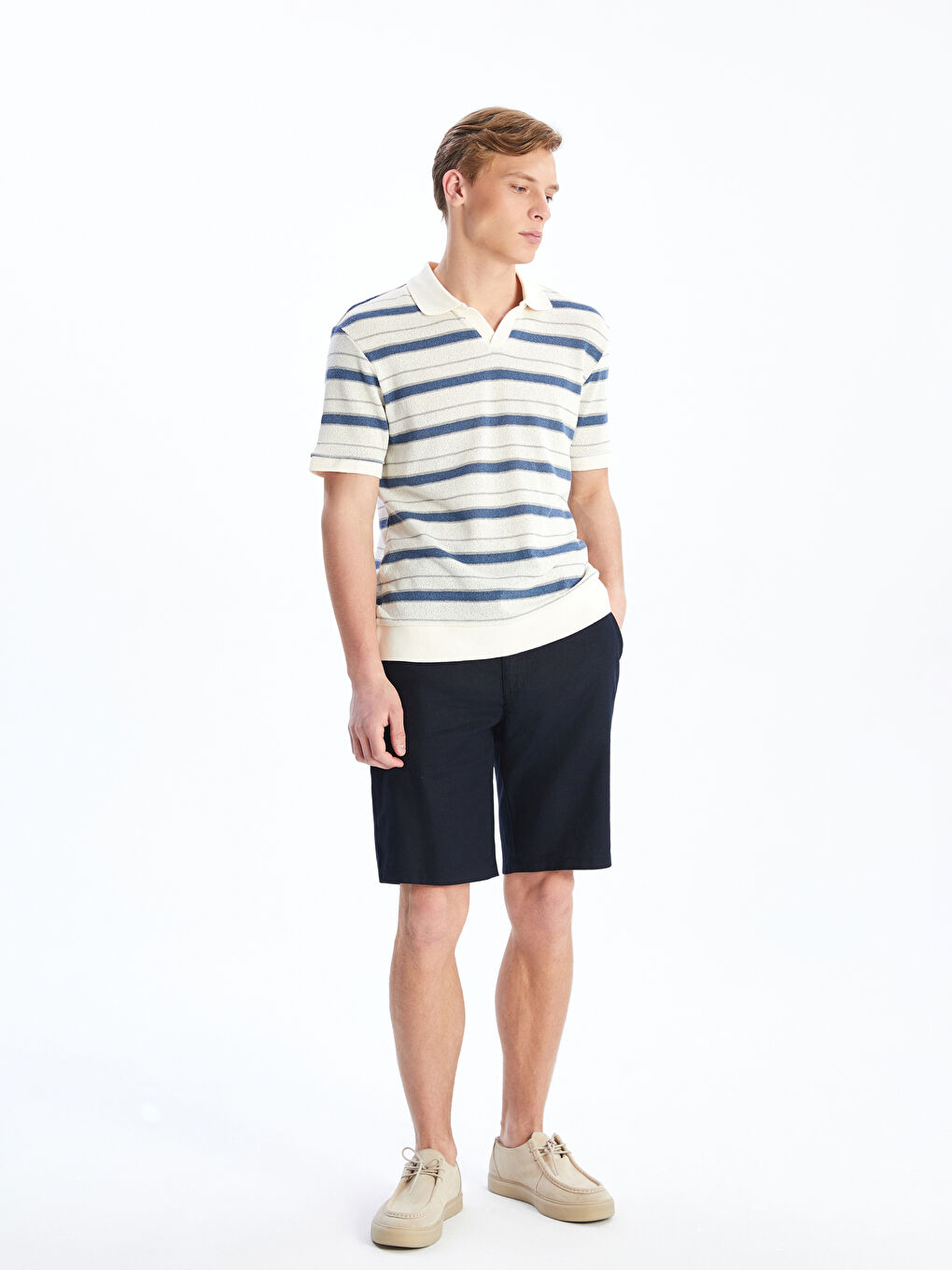 Standard Fit Linen Blend Men's Shorts -S5DE55Z8-RFG