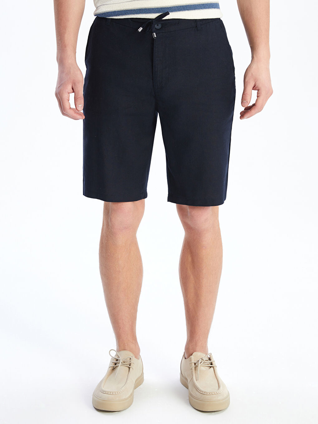 Standard Fit Linen Blend Men's Shorts -S5DE55Z8-RFG