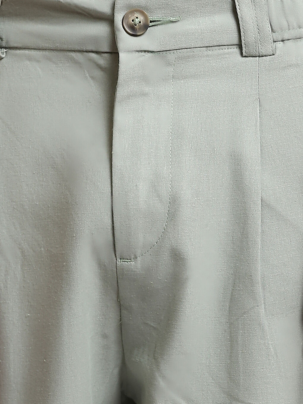 بنطلون بمزيج الكتان بقصة عادية للرجال-2