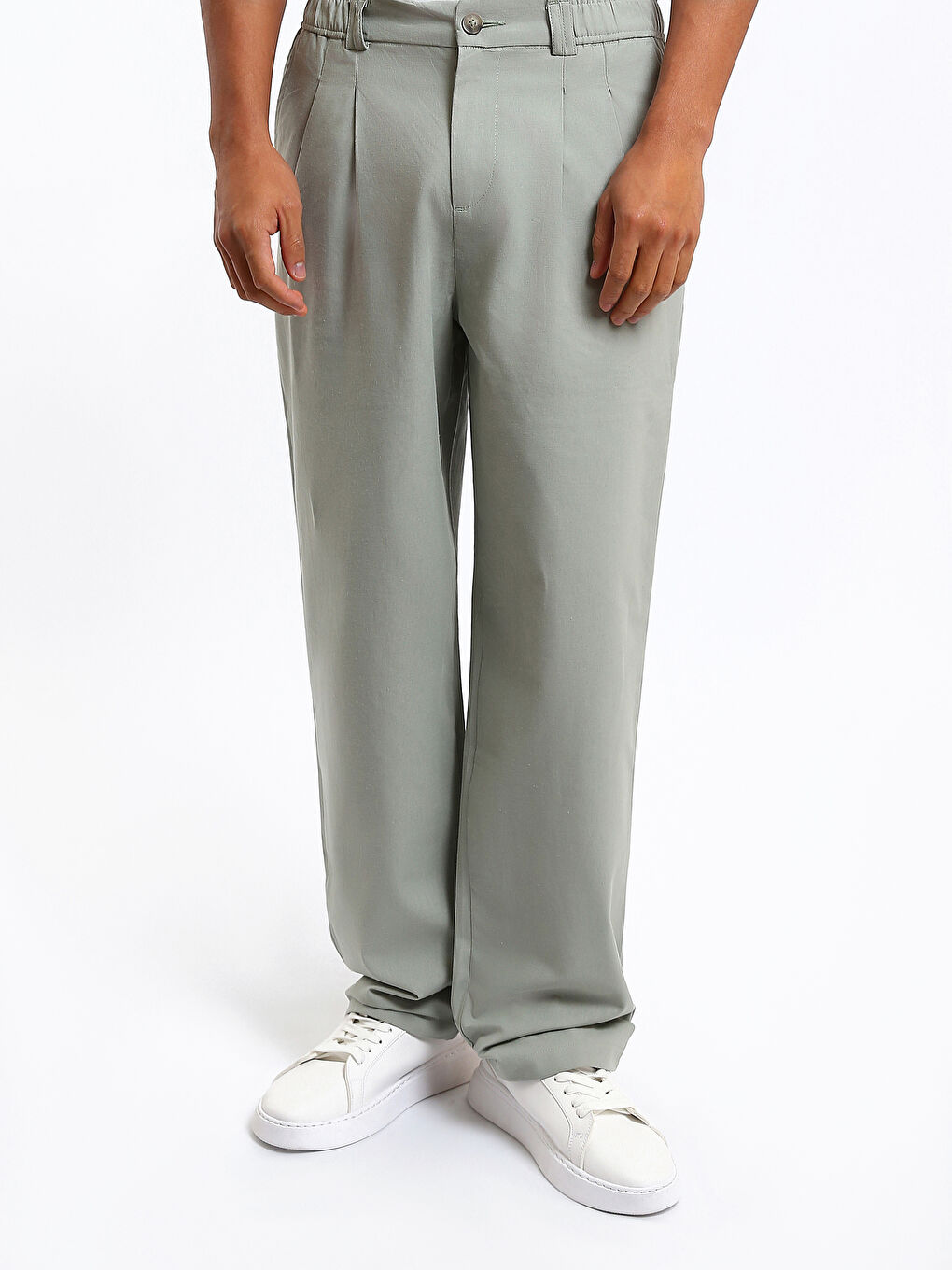 Pantalon Mélange de Lin Coupe Standard pour Hommes-1