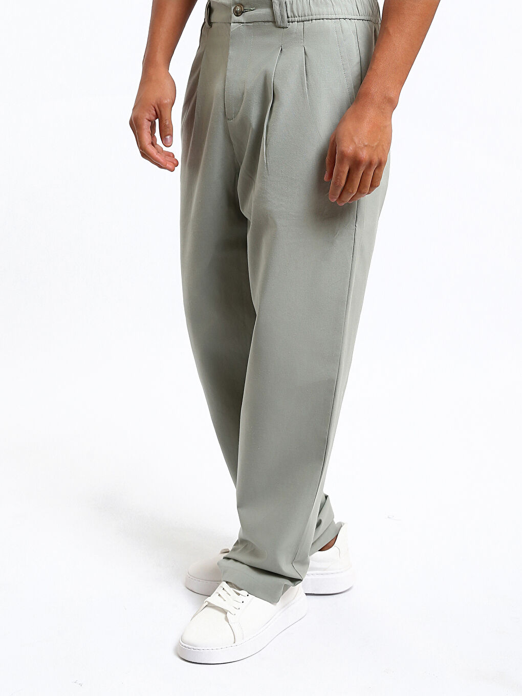 Pantalon Mélange de Lin Coupe Standard pour Hommes-3