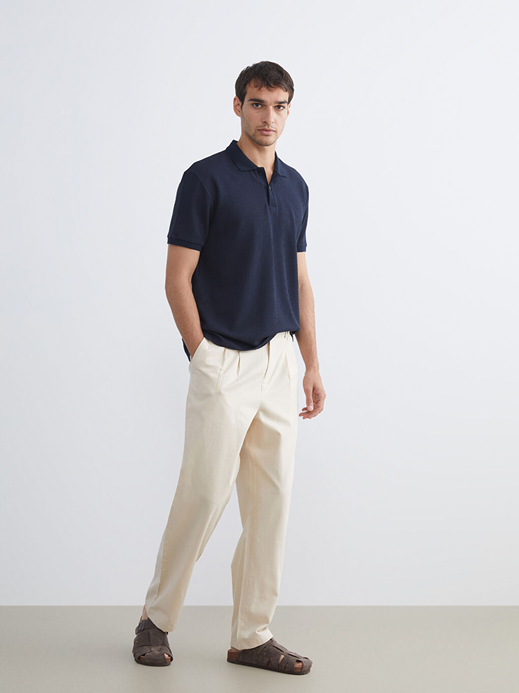 Standard Fit Linen Blend Men's Trousers