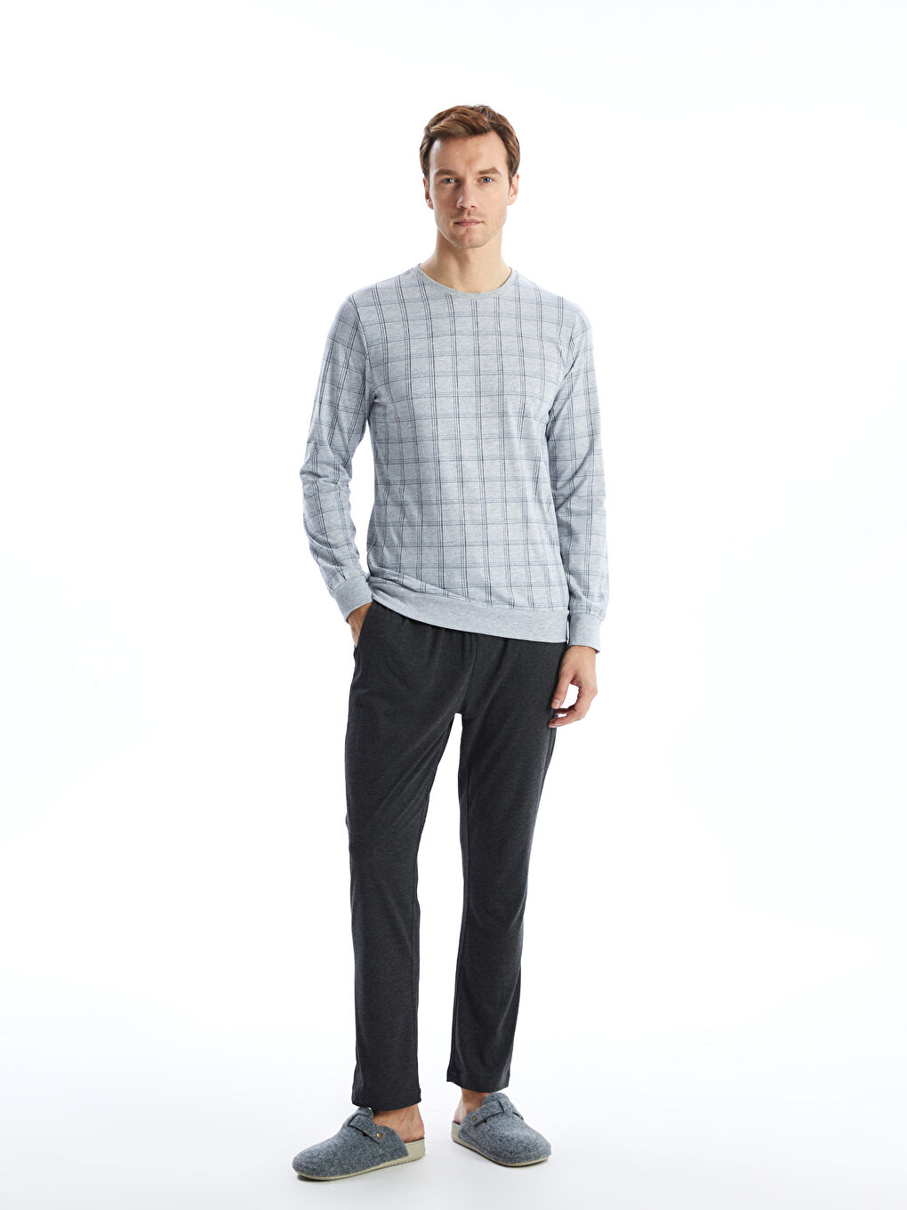 Gri Standart Kalıp Erkek Pijama Takımı